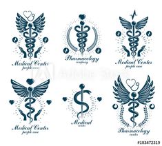 set of medical emblems with cadus