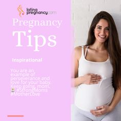 a pregnant woman with her belly exposed and the words, pregnant tips inspirationally written on it