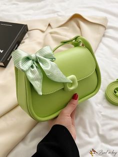 BirdinBag - Stylish Solid Color Crossbody Shoulder Bag - A Fashionable Essential Trendy Green Bag For School, Trendy Green School Bag, Casual Top Handle Bag With Single Shoulder Strap, Green Satchel Shoulder Bag With Single Strap, Green Pouch Satchel For Spring, Green Rectangular Satchel With Single Strap, Green Shoulder Bag With Detachable Strap For School, Green Rectangular Satchel With Single Shoulder Strap, Green Square Baguette Bag For Travel