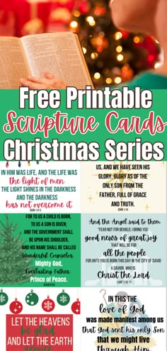 a flyer for the free printable christmas cards series, with an image of a person holding