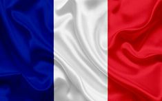 the flag of france is shown in red, white, and blue fabric with folds