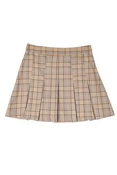 The Plaid Pleated Mini Skirt combines classic charm with contemporary style, making it a versatile addition to your wardrobe. Design: Featuring a timeless plaid pattern and pleated detailing, it offers a stylish and flattering silhouette. Material: Crafted from high-quality fabric, it ensures durability and a comfortable fit. Versatility: Perfect for both casual outings and more dressed-up occasions, this skirt pairs effortlessly with blouses, sweaters, or t-shirts. Details: Finished with a conc Brown Plaid Mini Skirt, Beige Plaid Skirt, Plaid Tennis Skirt, Flat Pants, Mini Skirt Party, Plaid Party, Random Clothes, Plaid Pleated Mini Skirt, Chic Skirt