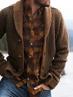 Traje Casual, Long Sleeves Coats, Men's Knit, Loose Sweater, Casual Sweaters, Winter Sweaters, Looks Vintage, Pure Color