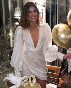 F00232867-103 Long Sleeve Summer Dress, Robes Glamour, Birthday Outfit For Women, Gaun Fashion, Short Bodycon Dress, Looks Party, White Dress Party, Midnight Sun, Dinner Dress