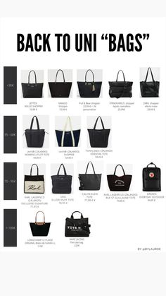 Link para ir a ver los bolsos School Outfits University, Uni Essentials, College Handbags, College Tote, College Tote Bag, Back To Uni, University Bag, Uni Bag, School Bag College