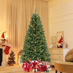 a decorated christmas tree in a living room