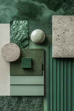 an aerial view of green and white materials