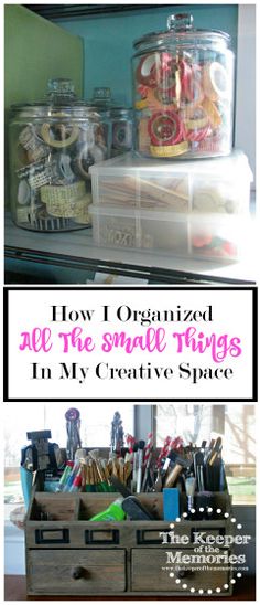 an organized drawer with the words how i organized all the small things in my creative space