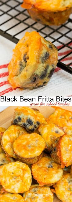 black bean fritta bites on a cooling rack