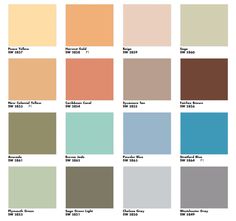 the color chart for different shades of paint, including oranges and browns in various colors