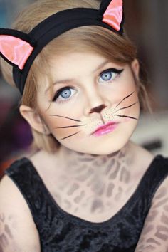 Shrek Makeup, Cat Face Makeup, Cat Costume Kids, Halloween Makeup For Kids, Kitty Face Paint, Cat Halloween Makeup, Leopard Makeup, Kat Diy, Halloweenský Makeup