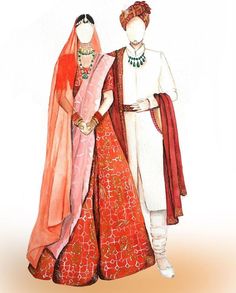 Couple Fashion Illustration Sketches, Indian Bride Groom Illustration, Indian Groom Illustration, Indian Wedding Illustration Art, Wedding Illustration Background, Couple Fashion Illustration, Indian Wedding Couple Illustration, Indian Wedding Illustration