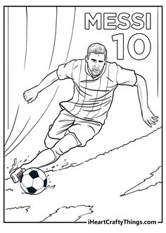 a soccer player with the name messi 10 on it coloring pages for adults and children