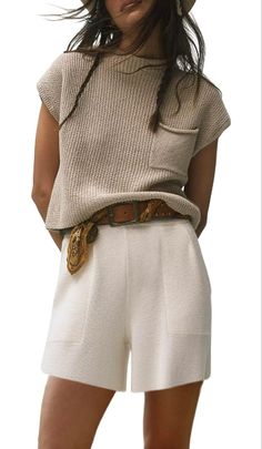 Two Piece Sweater Sets for Women Trendy Lounge Sets Knit Crochet Pullover Top High Waist Short Pants Outfits Lace Undershirt, 2 Piece Sweater, Sweater Two Piece Set, Sweater Sets, Short Pants Outfit, Knit Lounge Set, Two Piece Outfits, Fall Transition Outfits