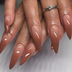 Ombre Nail Ideas, Brown Nail, Brown Nails Design, Ombre Nail, Airbrush Nails, Nude Nail Designs, Sweater Nails, Ombre Nail Designs, Shiny Nails