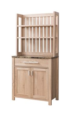 a wooden cabinet with doors and drawers