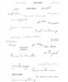 some handwriting written in different languages on white paper