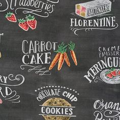 a chalkboard with different types of food on it