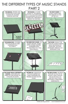 the different types of music stands are shown in this graphic diagram, which shows how to use