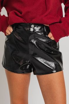 Game Day Leather Shorts - J. Cole ShoesLE LISGame Day Leather Shorts Black Leather Shorts, Faux Leather Shorts, Pocket Shorts, J Cole, Leather Shorts, Black Style, Shorts With Pockets, Black Faux Leather, Leather Material