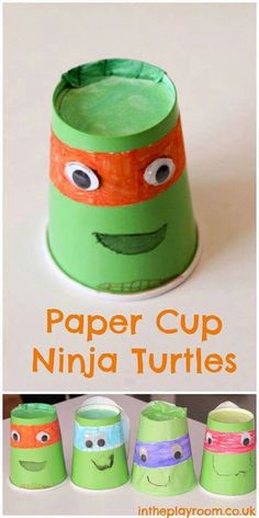 paper cup ninja turtles for kids to make