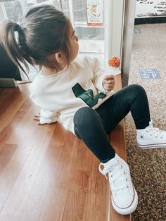 Kids Converse Outfits, Baby Converse Outfit, Baby Knee High Socks Outfit Fall, Flower Girl White Converse, Girls Legging Outfits, Toddler High Top Converse, Toddler Oversized Sweater, Baby Girl Converse, White Shoes Outfit