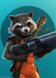 Rocket Raccoon and Groot are two characters I really like, they gave me a deep impression from the film,  I believe that they will be great in the upcoming Guardians of the Galaxy 2 " . BTW&#6... Groot And Rocket, Rocket Groot, Rocket Racoon, Groot Guardians, Guardian Of The Galaxy, Groot Marvel, Marvel Tattoos