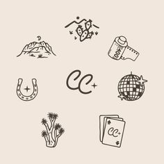 the letters e and c are drawn in black ink on a light gray background with cactuses