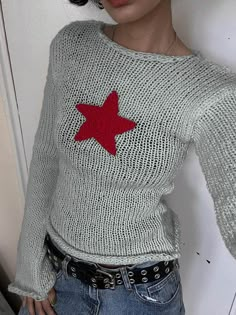 Beige Pullover, Y2k Sweater, Star Sweater, Knit Crop Top, Beige Sweater, Streetwear Women, Mode Inspiration, Corsets