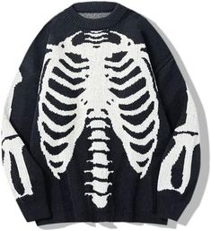 Store New Arrivals Add to Favorite View Feedback Contact Y2K Grunge Skeleton Sweatshirt Oversized Long Sleeve Fairy Alt Pullover Aesthetic Harajuku Vintage Tops Description Color Black Size Large 100% Wool Pull On closure Material: 30% wool content This knitted sweater tends to be loose and large, which is also a hip-hop Streetwear. Moderate thickness, suitable for wearing as a jacket in spring and autumn, or as a bottoming shirt in winter Occasion: Casual wear, street, daily, vacation, party, s Harajuku Clothes, Skeleton Bones, Image Swag, Gothic Vintage, Halloween Sweater, Jacquard Sweater, Graphic Sweaters, Sweater Oversize, Y2k Clothes