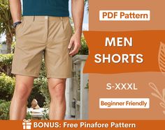 a man wearing shorts with the text men shorts s - xxl beginner friendly