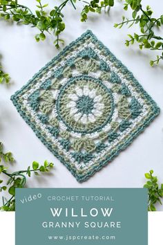 Willow Granny Square Crochet Pattern Instructions, Crochet Blanket Designs, Manta Crochet, Crochet Granny Square, Crochet Square Patterns, Granny Squares Pattern, Granny Square Crochet Pattern