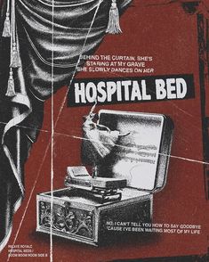 an advertisement for a hospital bed with a person in it