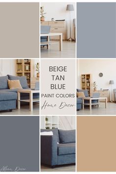 Beige Tan Blue Paint Colors Home Decor Chambray Blue Color Palette, Brown And Blue Palette, Beige Color Palette Living Room, Blue Brown Room, Denim Color Palette, Blue Living Room Color, Dads Office, Color Palette For Home