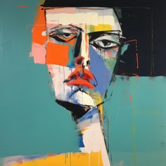 an abstract painting of a woman's face