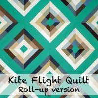 the cover of kite flight quilt roll - up version, with an image of squares and rectangles