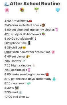 What do you do after school? 🩵 Morning After School And Night Routine, What To Do On The Night Before School, Get Ready For School Checklist, After School To Do List, That Girl After School Routine, Morning Routine Teenage Girl For School