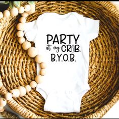 Party At My Crib Onesie Size 6-9 Months 3 Snap Closure Brand New Handmade Item Using Professional Grade Vinyl With A Commercial Grade Heat Press Girl Onsies, Baby Reveal Party, Cricut Baby, Baby Boy Onesies, Boy Onesie, Baby Reveal, Girl Onesies, 3rd Baby