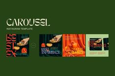 the cover art for carousel instagramm templates is shown in three different colors