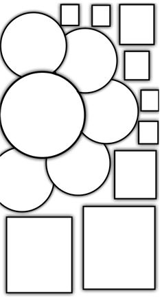 a bunch of circles and rectangles on a white background