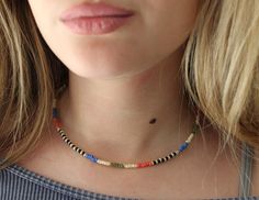 Boho Chic Handmade Beaded Necklace, Multicolor Seed Bead Choker, Multicolor Dainty Necklace, Girls Birthday Gift Ideas, Minimalist Necklace - Etsy Boho Beaded Jewelry, Beaded Necklace Stack, Diy Seed Bead Necklace, Gift Ideas Minimalist, Handmade Leather Necklaces, Seed Bead Choker, Layered Beaded Necklaces, Handmade Beaded Necklace, Diy Collier