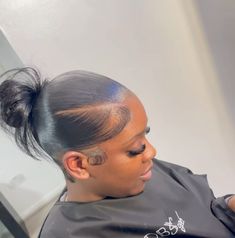 Baddie Slick Back Ponytail, Three Way Part Ponytail, Bun Frontal Hairstyles, Three Part Slick Back Bun, Sleek Frontal Ponytail, Three Part Slick Back, Frontal Bun Hairstyles, Lace Frontal Ponytail Hairstyles, 3 Part Bun