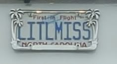 a license plate for the city of little miss, north carolina is seen in this undrecognized image