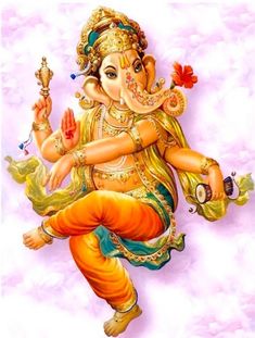 a painting of the god ganesha with his hands in each other's pockets