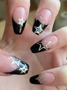 Black And White Nails, Nails Polish, Star Nails, Nails Desing, Dream Nails