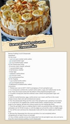 the recipe for banana pudding crunch cheesecake