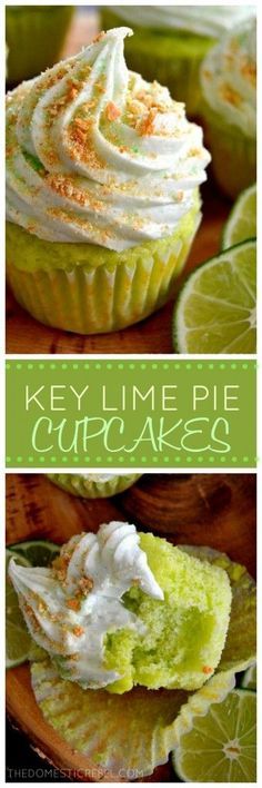 key lime cupcakes topped with whipped cream and lime zest are ready to be eaten