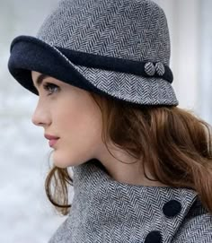 Aran Sweater, Black Tweed, Wearing A Hat