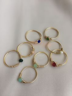 Custom handmade rings. Wire Gemstone Ring, Homemade Rings Aesthetic, Dainty Handmade Gold Crystal Ring, Minimalist Crystal Ring For Jewelry Making, Diy Crystal Rings Wire Jewelry