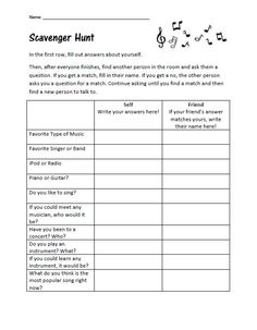 the scavenger hunt worksheet for students to practice music and read alouds